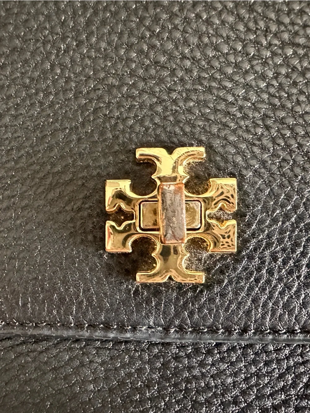 Tory Burch Black Leather Wallet on Chain with Gold Strap